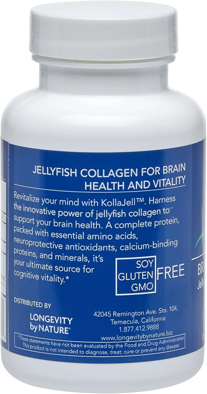 KollaJell Collagen Peptides Brain Supplement, Memory Pills and Focus Supplement for Brain Health and Cognitive Support, 60 Capsules