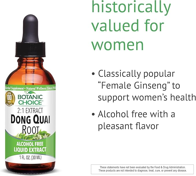 Botanic Choice Dong Quai Liquid Extract – Alcohol Free, Gluten Free, Fast Acting Supplement Drops – Easy to Use Dropper 1 Fluid Ounce