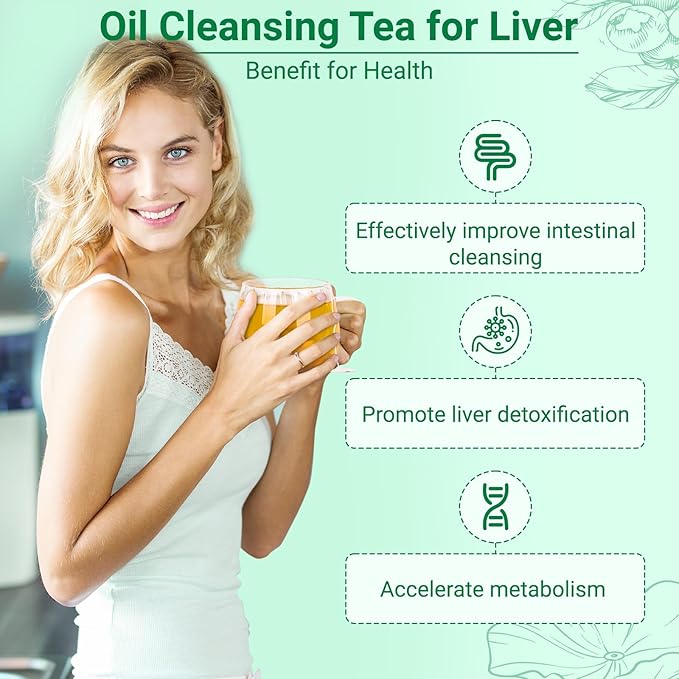 Liver Detox Tea Natural Oil Cleansing Tea 10 Excellent Herbals with Formula,Oil-Reducing Teabag,Chinese Teabag for Cleanse & Detox Liver (30 Bags,2 Box)