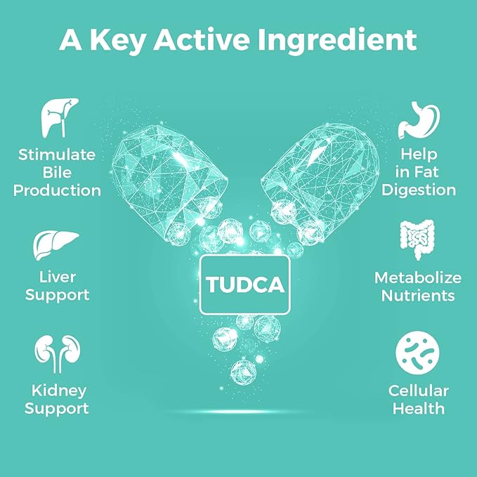 TUDCA Bile Salts Supplement 1000mg - 60 Veggie Capsules,Liver Support Supplement for Detox Cleanse,Gelatin Free