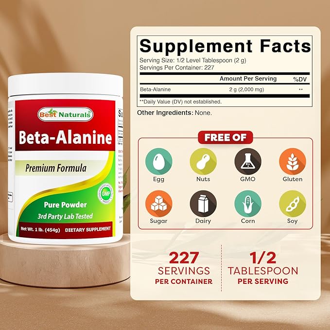 Best Naturals Beta Alanine Pure Powder 1 Pound (1 LB (Pack of 1))