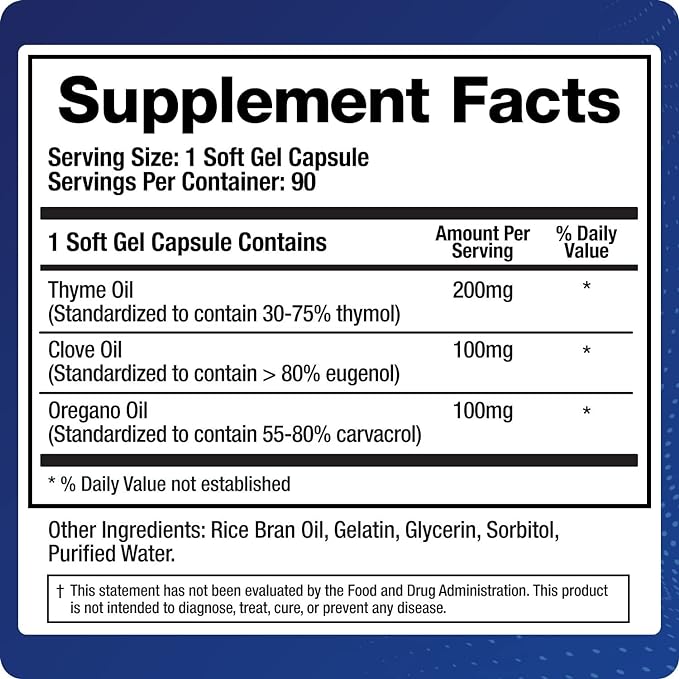 BioMatrix Oil Blend of Thyme, Oregano, Clove, Digestive Supplement for Men and Women, GI Repair Softgels | Microb-Defend (90 Capsules)
