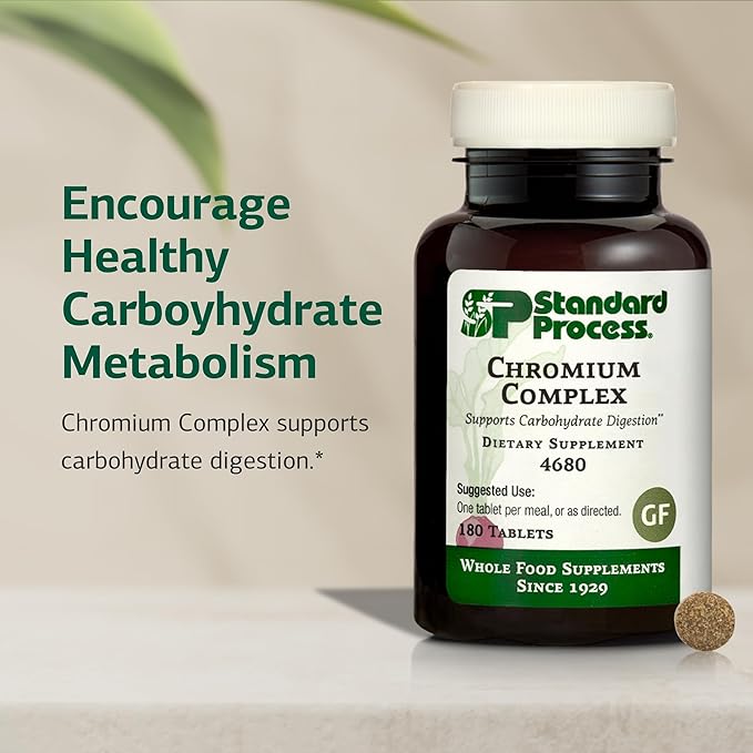 Standard Process Chromium Complex - Supplement for Digestive Health Support - Contains Niacin, Chromium & Vitamin A - Gluten-Free, Non-Dairy & Non-Soy - 180 Tablets (180 Servings)