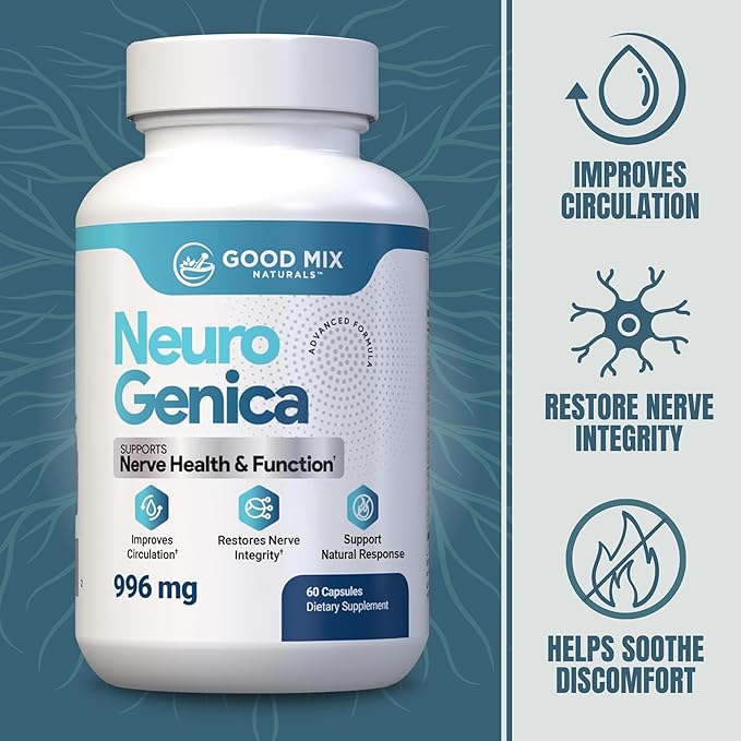 NeuroGenica - 60 Capsules - Balanced Nutrient Formula with Benfotiamine 300mg, B12, Folate, Vitamins C & D3 - Vegan, Soy-Free - Made in USA