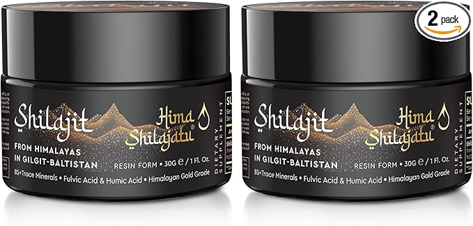 Shilajit Pure Himalayan Shilajit Resin - Gold Grade 100% Pure Shilajit with Fulvic Acid & 85+ Trace Minerals Complex for Energy & Immune Support, Pack of 2 (4 Months Supply)