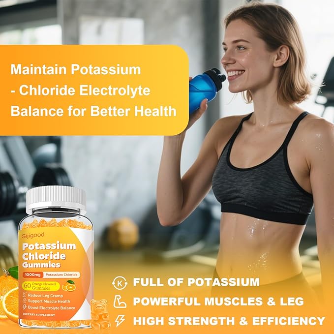 Sugar Free 2 Pack Potassium Gummies, Potassium Chloride 1000mg for Adults, Potassium Supplement for Women & Men, Electrolyte Balance, Prevent Leg Cramp, Support Muscle & He♡rt Health, 120 Count