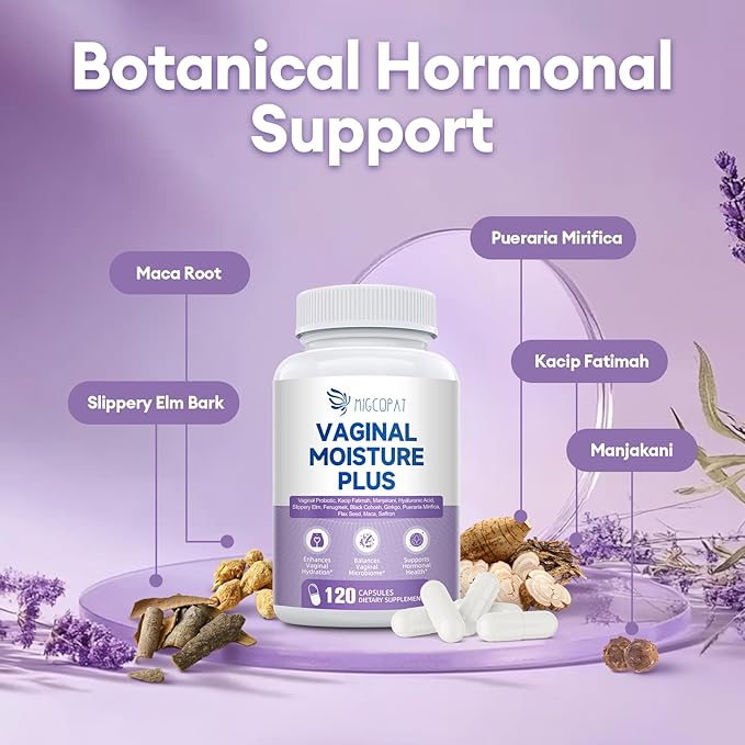 Vaginal Probiotics for Women – Vaginal Moisture Capsules-Plant-Based Capsules with Slippery Elm, Fenugreek & Kacip Fatimah – Support Vaginal Moisture & Internal Comfort – 120 Count