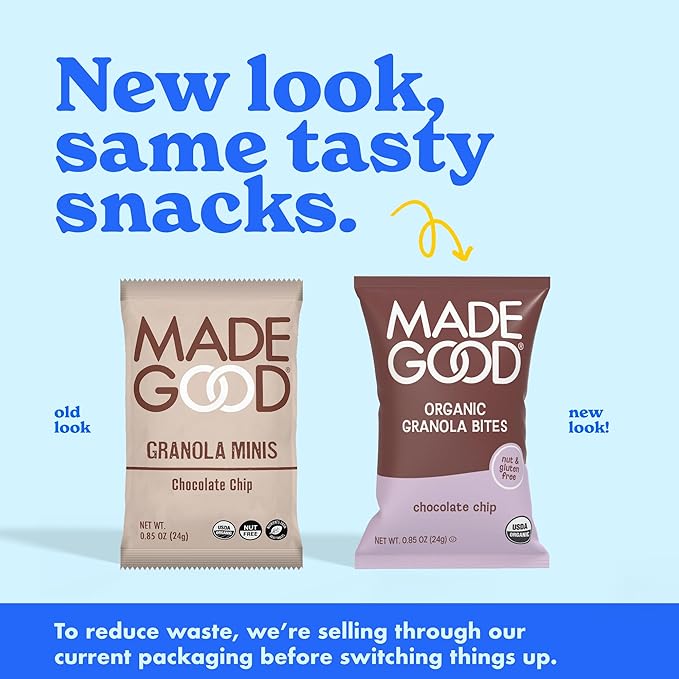 MadeGood Granola Bites Chocolate Chip & Strawberry Variety Pack (28 Count) Gluten Free and Organic Snacks
