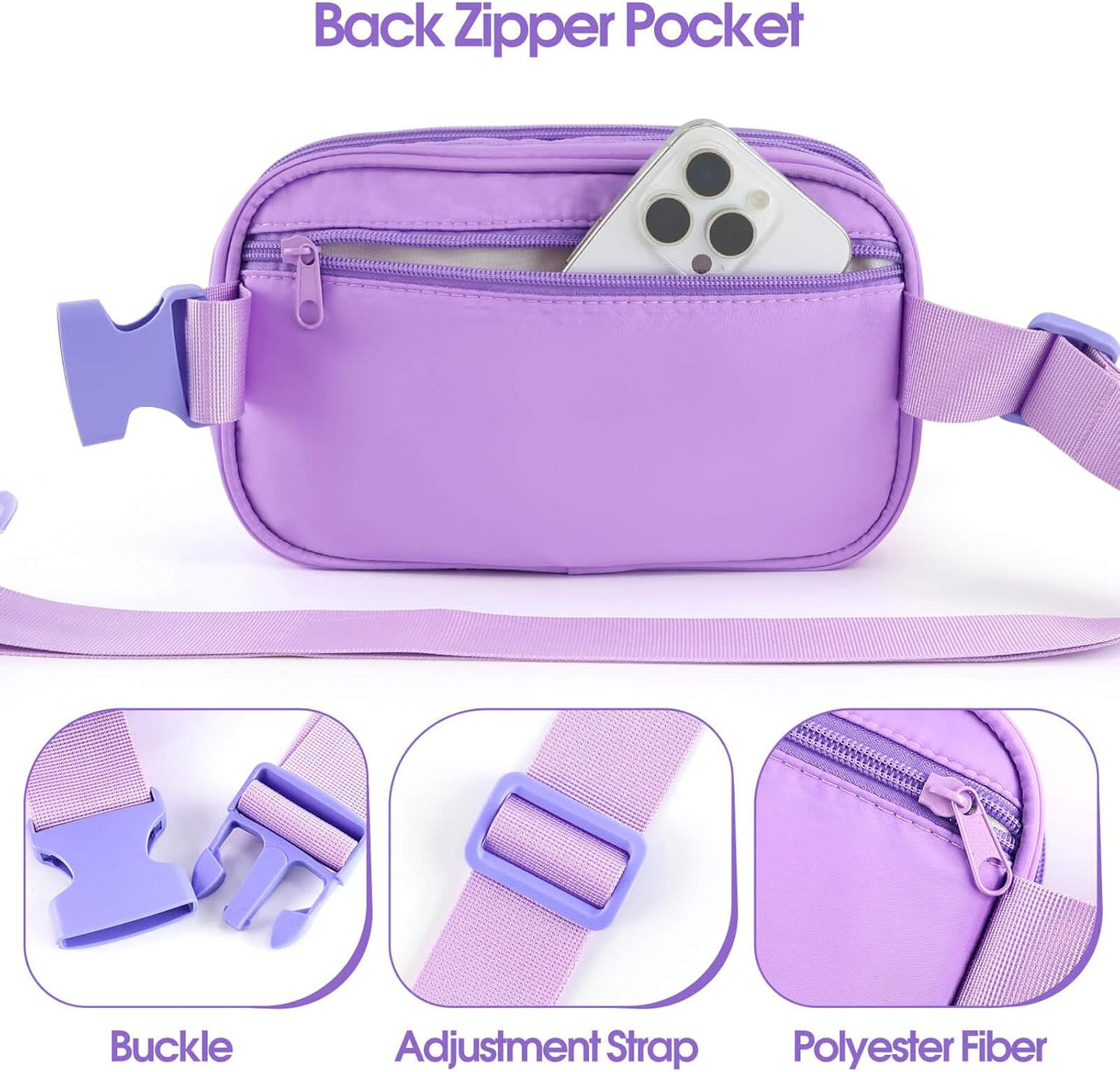 Pin Bag Fanny Pack, Ita Bag Storage Purple Crossbody Belt Bags for Women Teens Girls Gifts, Pins Boards For Sports, Memorial, Travel Brooches (No Pins Included) Purple