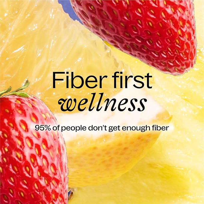 Daily Fiber Supplement Packets with Collagen, Probiotics & Electrolytes | Single Serve Packets for Gut Health, Digestion & Debloating | Strawberry Lemonade | 10 Count