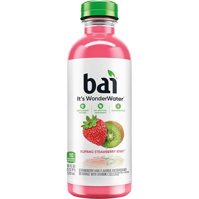 Bai Antioxidant Infused Water Beverage, Kupang Strawberry Kiwi, with Vitamin C and No Artificial Sweeteners, 18 Fluid Ounce Bottle, 12 Pack