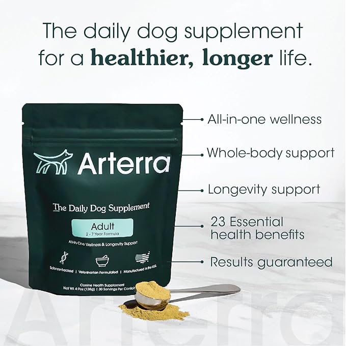 Adult Dog Powder Supplement & Food Topper – 46 Ingredients for Gut, Immune & Brain Health – Daily Longevity Multivitamin for Whole Body Wellness | 30 Scoops