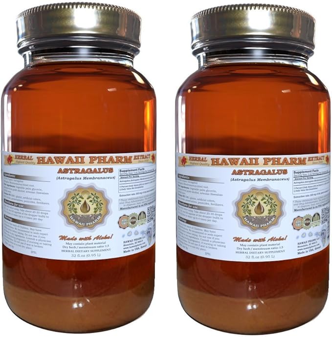 Astragalus Liquid Extract, Organic Astragalus (Astragalus membranaceus) Dried Root Tincture Supplement 2x32 oz Unfiltered