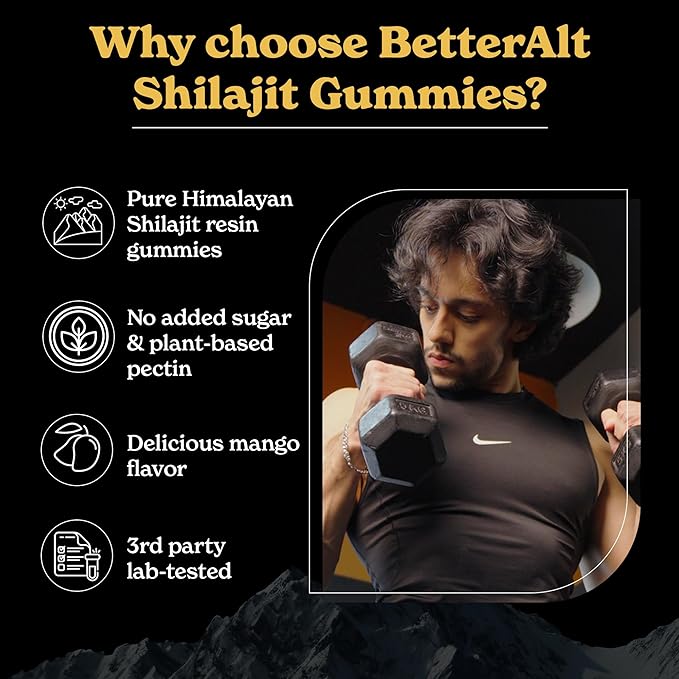 Pure Himalayan Shilajit Gummies with Shilajit |High Potency Gold Grade| 60 Gummies for Energy Boost & Immune Support, 75 Percent + Fulvic Acid| Travel Friendly Mango Flavor