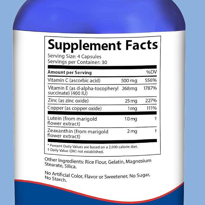 Doctor’s Advantage Macular Shield Eye Vitamins 120 Capsules | Lutein and Zeaxanthin Supplements with AREDS 2® Ingredients for Macular Degeneration Support