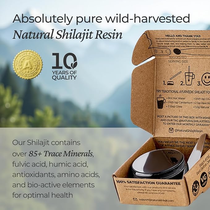 NATURAL SHILAJIT Resin - Shilajit for Men & Women with Fulvic Acid & Trace Minerals, Plant Based Nutrients for Energy, Immune Support & Vitality Resin