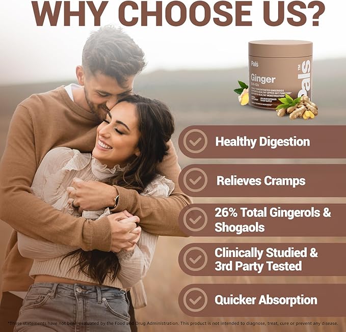 Pure Ginger Root Capsules Enh-12x: Ultra Potent 26% Gingeroids Extract Vegan Ginger Supplements for Nausea, Bloating & Menstrual Cramps, Support a Calm Stomach & Digestive Health, Non-GMO, (30 Days)