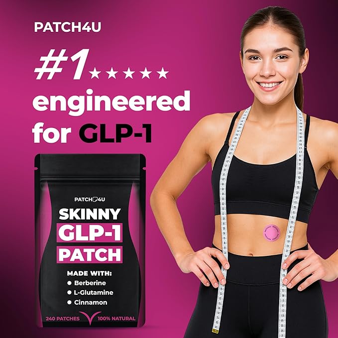 GLP-1 Patches for Women & Men | GLP1 Patch with Berberine, L-Glutamine, Garcinia Cambogia, Resveratrol | 60 Days Supply
