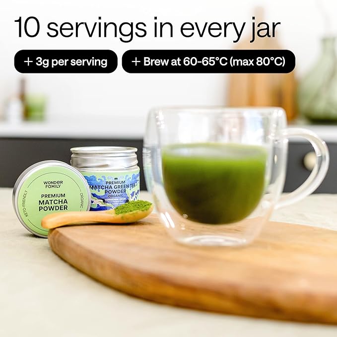Matcha Organic Ceremonial Grade Green Tea Powder ā Premium First Harvest from Japan ā USDA Organic, Non-GMO, Gluten-Free ā Tin for Tea, Lattes & Smoothies - 1oz
