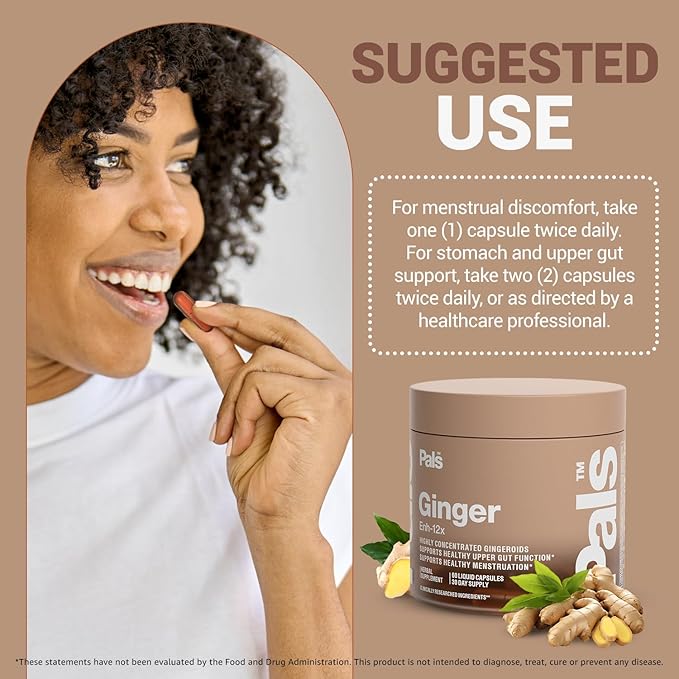 Pure Ginger Root Capsules Enh-12x: Ultra Potent 26% Gingeroids Extract Vegan Ginger Supplements for Nausea, Bloating & Menstrual Cramps, Support a Calm Stomach & Digestive Health, Non-GMO, (30 Days)