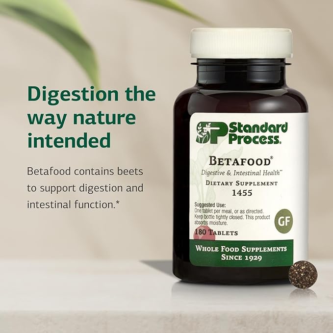 Standard Process Inc. Betafood - Digestive Health and Liver Support Supplement with Whole Food Blend of Oat Flour, Organic Beet Root, and Organic Beet Juice - 180 Tablets