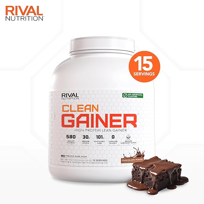 RIVAL NUTRITION Naturally Flavored Clean Gainer (5 lb, Chcoolate Fudge)