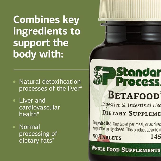 Standard Process Inc. Betafood - Digestive Health and Liver Support Supplement with Whole Food Blend of Oat Flour, Organic Beet Root, and Organic Beet Juice - 90 Tablets