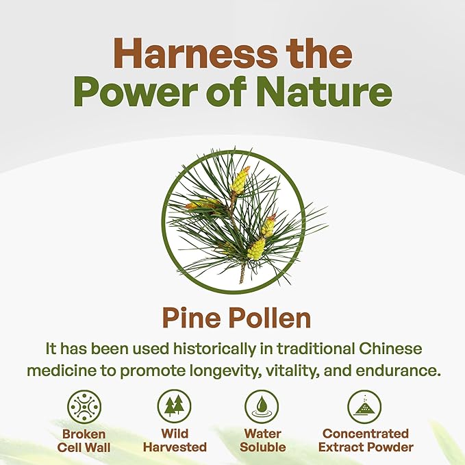 Go Nutra - Pine Pollen Powder, Potent 10:1 Pine Pollen Powder from Masson Pine Trees, Pure Powdered Pine Pollen for Tea, Coffee, Juice, Smoothies, and More, Non-GMO, Vegan, 8 oz