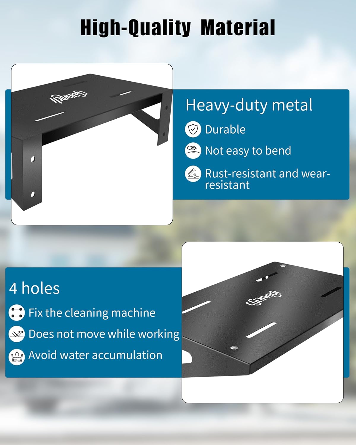 Heavy Duty Metal Pressure Washer Shelf, 20" x 12" Wall Mount Electric Pressure Washer Bracket Shelf, Fit for Garages Workshops Sheds