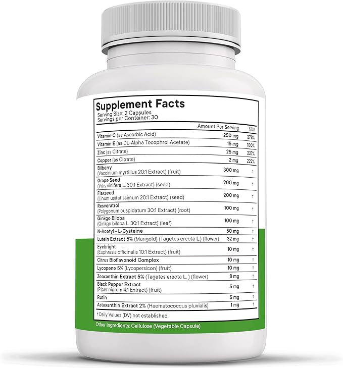 NEW AGE AREDS 2 Eye Vitamins - Lutein, Zeaxanthin, Bilberry, Astaxanthin Mineral Vision Supplement - 180 Count