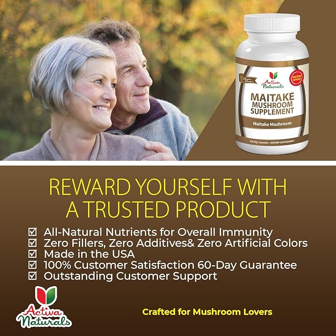 Maitake Mushroom Supplement 1500mg – 120 Vegetarian Capsules – Pure Grifola Frondosa Extract – No Fillers, Chemicals, Additives, or Artificial Colors – Supports Daily Wellness, Energy & Balance