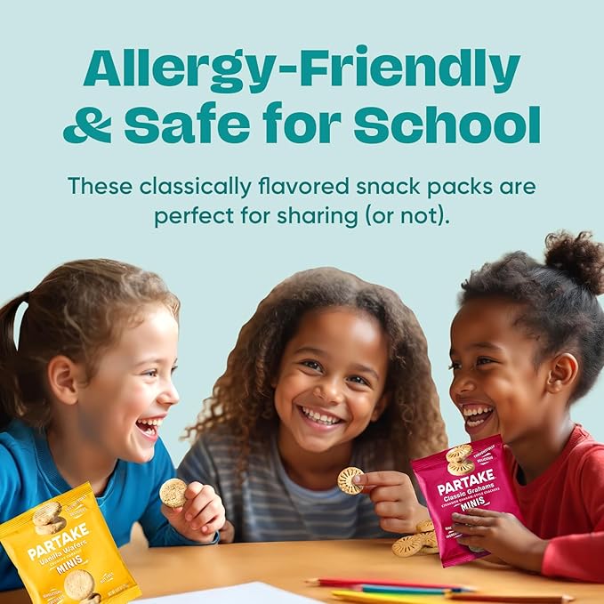 Partake Gluten Free Mini Classic Graham Crackers & Vanilla Wafer Cookies Variety Pack - Vegan - Free From the Top 9 Allergens Including Dairy, Wheat, Soy, Eggs, & Peanuts - Non GMO - Safe School & Office Snack (21 Packs, 0.67 oz)