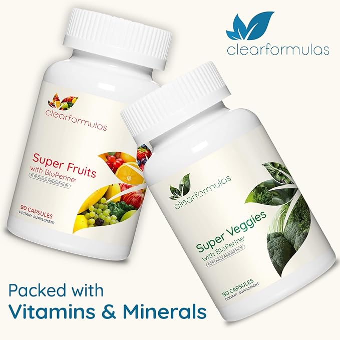 Daily Fruit and Veggies Supplement for Adults - Super Fruits and Vegetables Supplement with 37 Different Super Foods for Overall Health Wellness and Immune Support - Non-GMO and Vegan (30 Servings)
