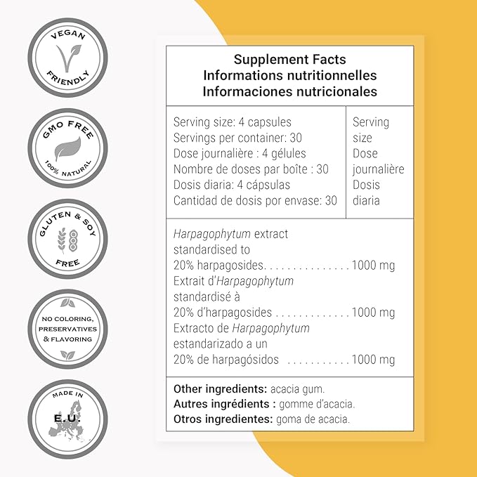 Supersmart - Super Harpagophytum 1000mg per Day (High Strength) - Devil's Claw Herbal Supplement | Non-GMO & Gluten Free - 120 Vegetarian Capsules