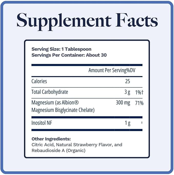 Magnositol | Magnesium Glycinate & Inositol Drink Mix | Supports Sleep, Relaxation, Balanced Energy | Strawberry Flavor | 30 Servings
