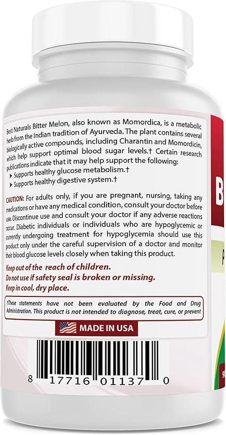 Best Naturals Bitter Melon 500 mg 90 Vcaps (90 Count (Pack of 3))