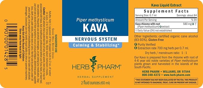 Herb Pharm Kava Root Liquid Extract to Reduce Stress and Promote Relaxation - 2 Ounce