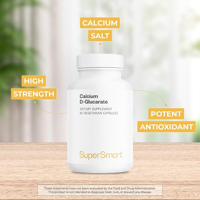 Supersmart - Calcium D-Glucarate 1500 mg Per Day - Antioxidant & Detox Supplement | Non-GMO & Gluten Free - 90 Vegetarian Capsules