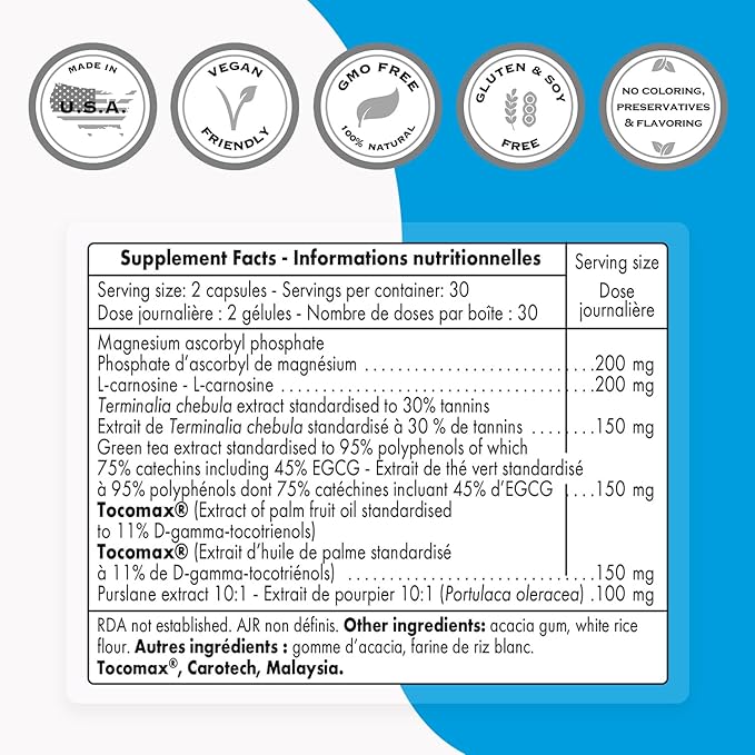 Supersmart - Telomeres Maintenance Formula (High Potency) - with Polyphenols, Catechins, EGCG, D-Gamma-Tocotrienols - Telomeres Supplement | Non-GMO & Gluten Free - 60 Vegetarian Capsules