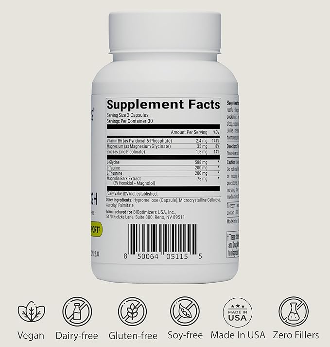 BIOptimizers Sleep Breakthrough Capsules - Natural Support Supplement | Calming Relief Aid for Adults | Non-Habit Forming | 60 Capsules