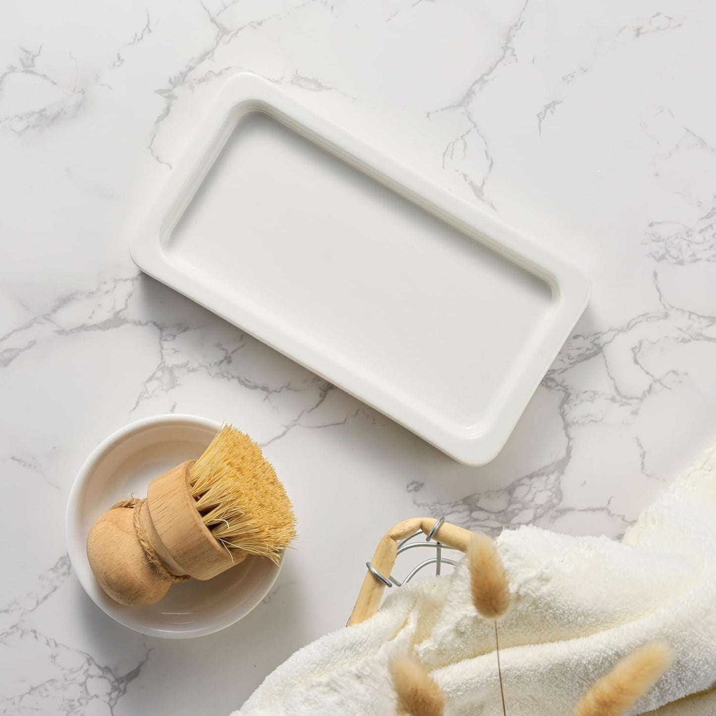 Glass Kitchen Soap Dispenser Set with Ceramic Tray,16.9 floz Hand and Dish Soap Dispenser for Kitchen and Bathroom Decor (White Bottles+Black Bottles)