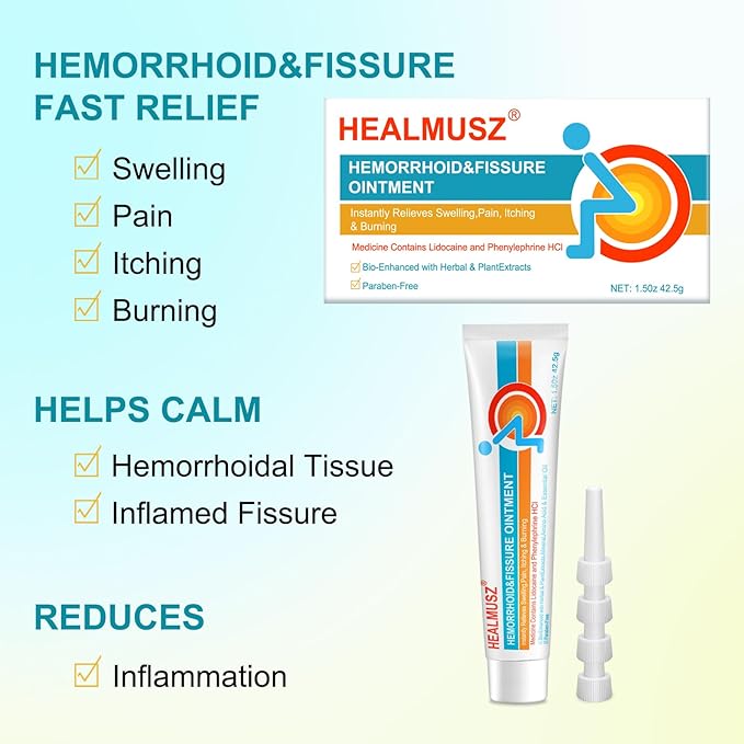 Hemorrhoid & Fissure Ointment, Hemorrhoid Treatment and Hemorrhoid Cream with Lidocaine 4% & Phenylephrine HCI, Hemorrhoidal treatment for Fast Relief of Itching, Pain, Burning, Swelling - 1.5 oz BB