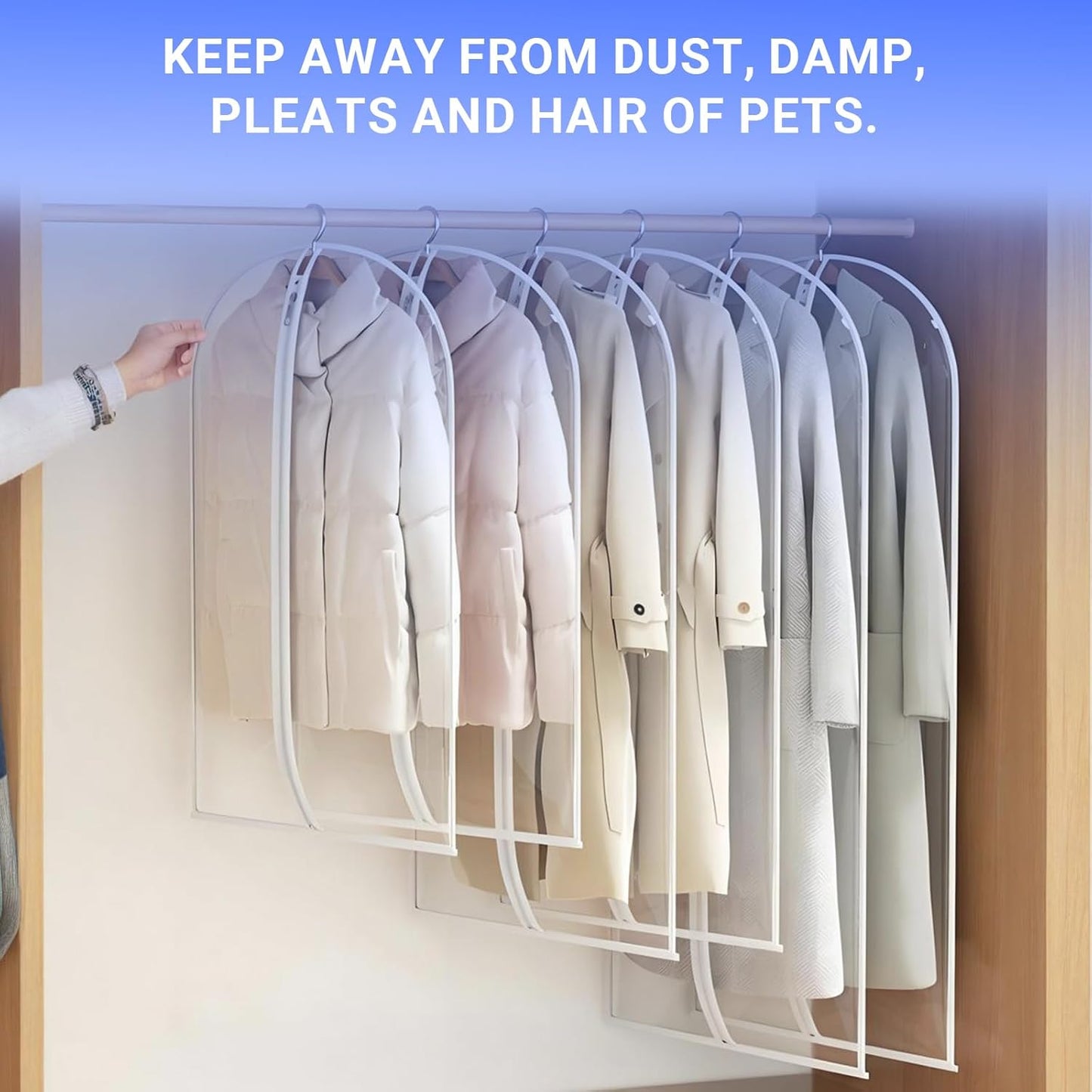 Garment Bags for Hanging Clothes 24'' x 60'' (Set of 12) Coat Covers for Closet Foldable Washable Dress Bags for Hanging Clothes for Long Dress Dance Costumes Suits Gowns Coats