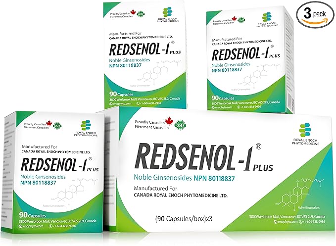 REDSENOL-1 Plus Highly Concentrated Ginseng Extract-Proprietary Formula with 20% Rare Noble Ginsenosides (Rg3, Rg5, Rh2 Supplement)-More Potent Than Traditional Red Ginseng Supplement-3 Boxes