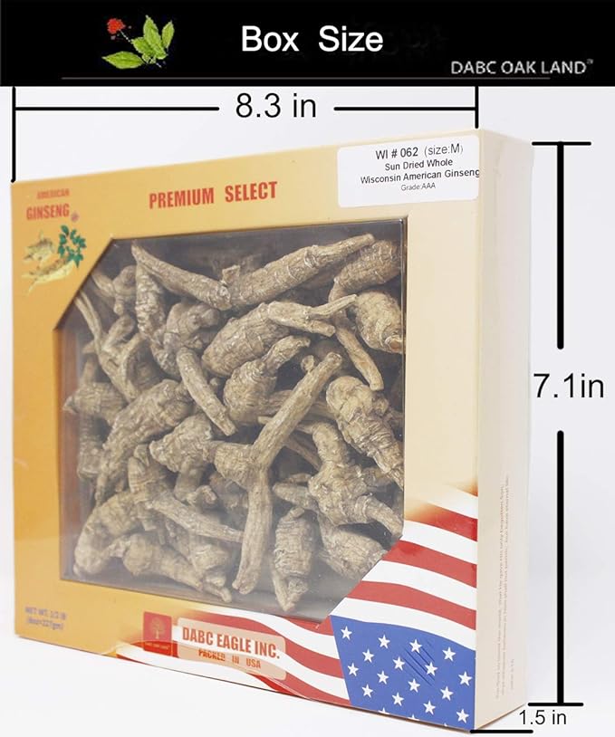 DOL Hand-Selected American Wisconsin Farmed Ginseng Root Medium&Large 美国威斯康辛州 长枝西洋参 花旗参 | Cultivated Wisconsin American Ginseng (Medium 8oz/Box)