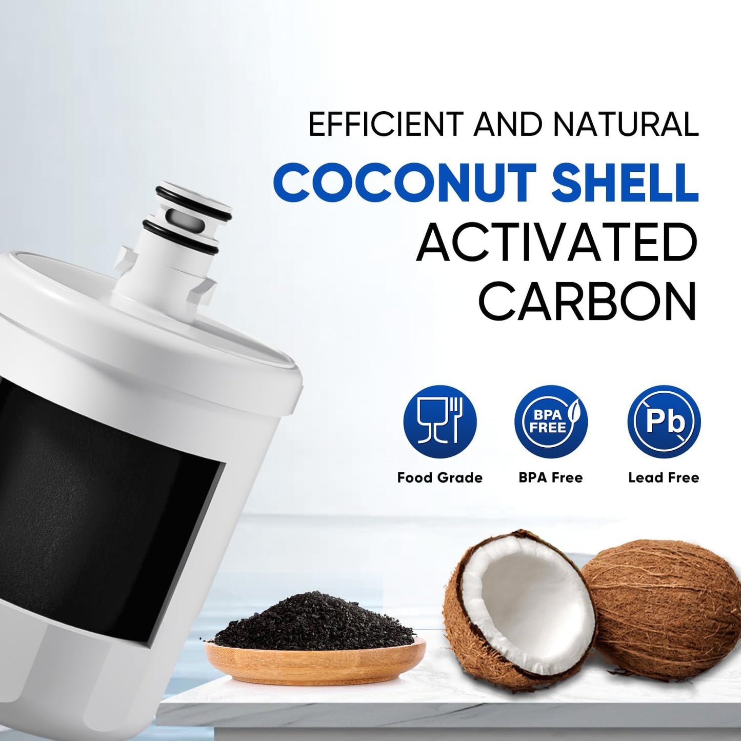 PUREPLUS NSF/ANSI 401, 53, 42 & NSF P473 Certified Replacement for LG LT500P, ADQ72910901, GEN11042FR-08, Kenmore 9890, 469890, HDX FML-1, ADQ72910907 Refrigerator Water Filter, 1Pack