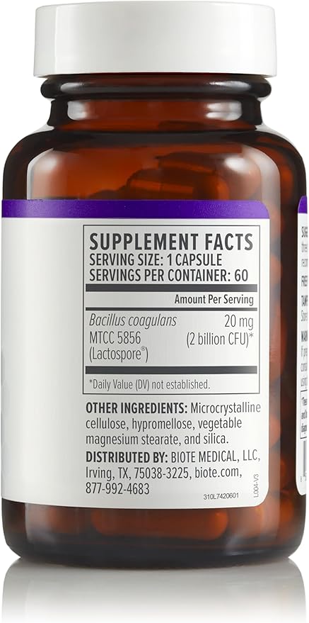 Biote Nutraceuticals - Bacillus COAGULANS - Gut + Digestive (60 Capsules)