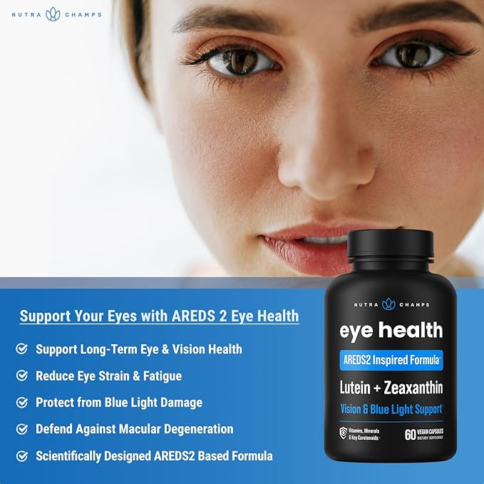 AREDS 2 Eye Vitamins | Lutein & Zeaxanthin Supplement | AREDS2 Plus Multivitamin Eye Health Supplement with Carotenoids, Bilberry Extract | Vitamins for Dry Eyes & Vision Health | 60 Vegan Capsules