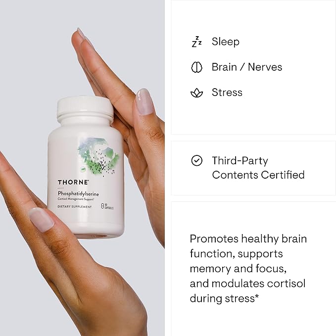 THORNE - Phosphatidylserine (Formerly Iso-Phos) - Cortisol Management Support - Phosphatidylserine Isolate Supplement to Support Brain Function* - 60 Capsules - 60 Servings