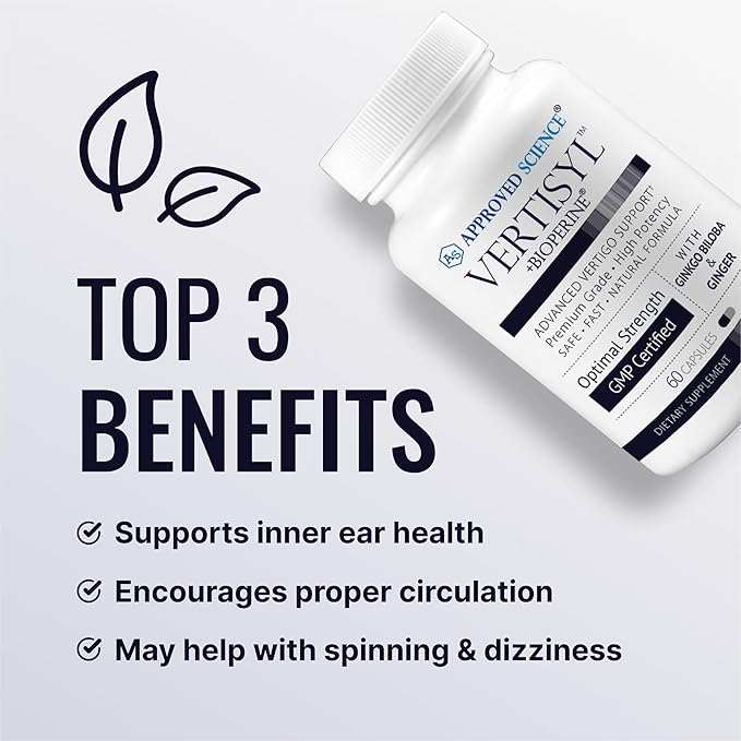 Approved Science VertiSyl - Ginkgo Biloba, Ginger, Vitamin D3, BioPerine - 30 Capsules - 1 Month Supply